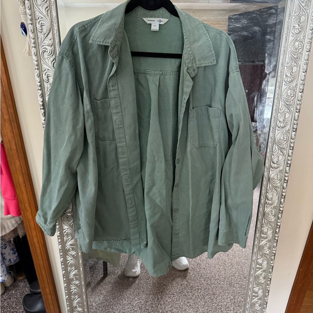 Green Button-Up Shirt